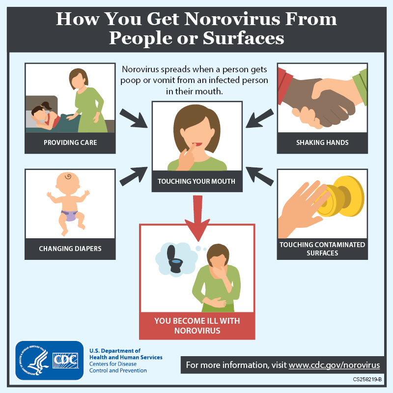 How you get norovirus from people or surfaces