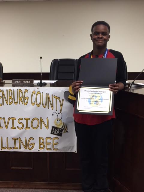 Elijah Marrow represented BMS at Division Spelling Bee