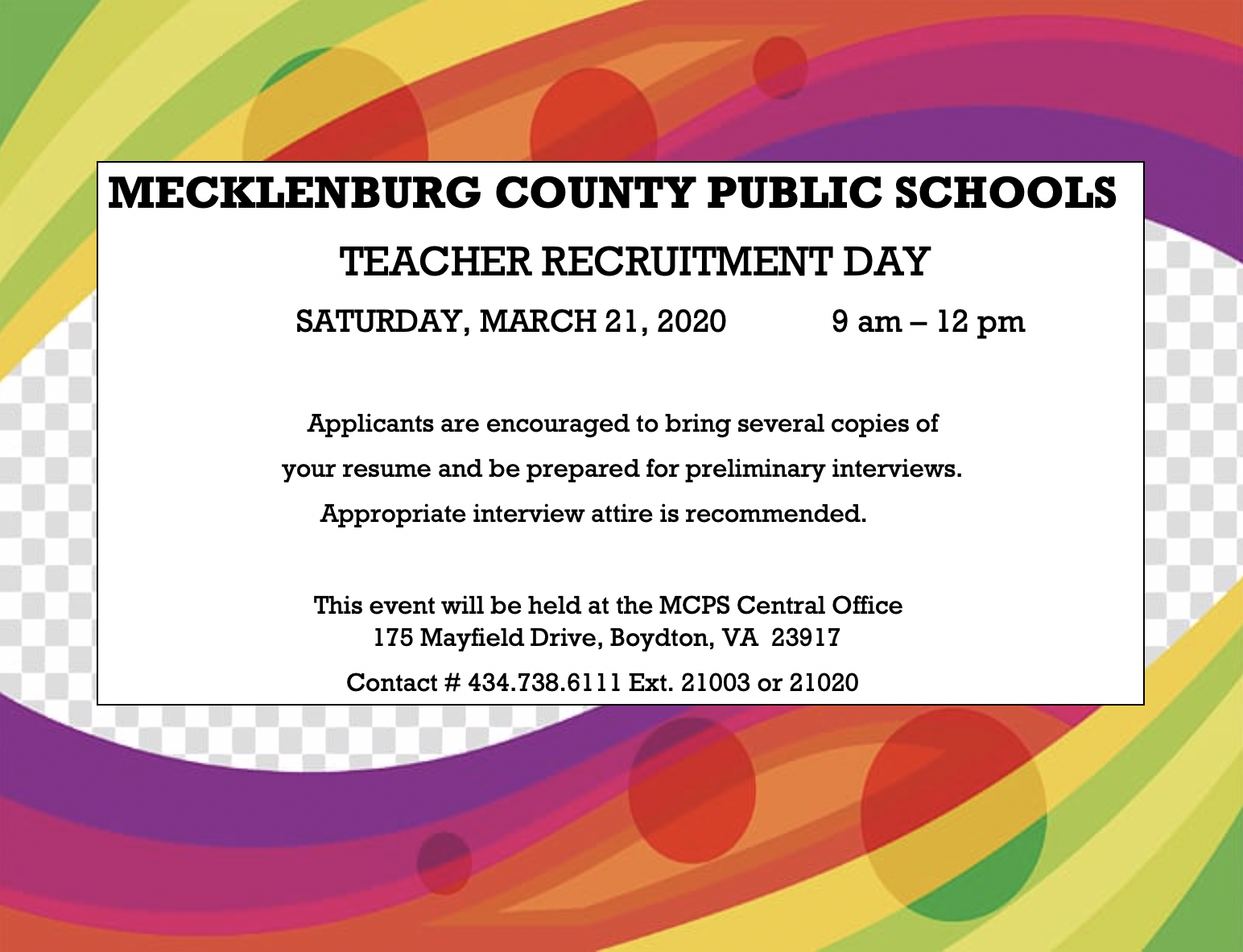 Mecklenburg County Public Schools, Teacher Recruitment Day