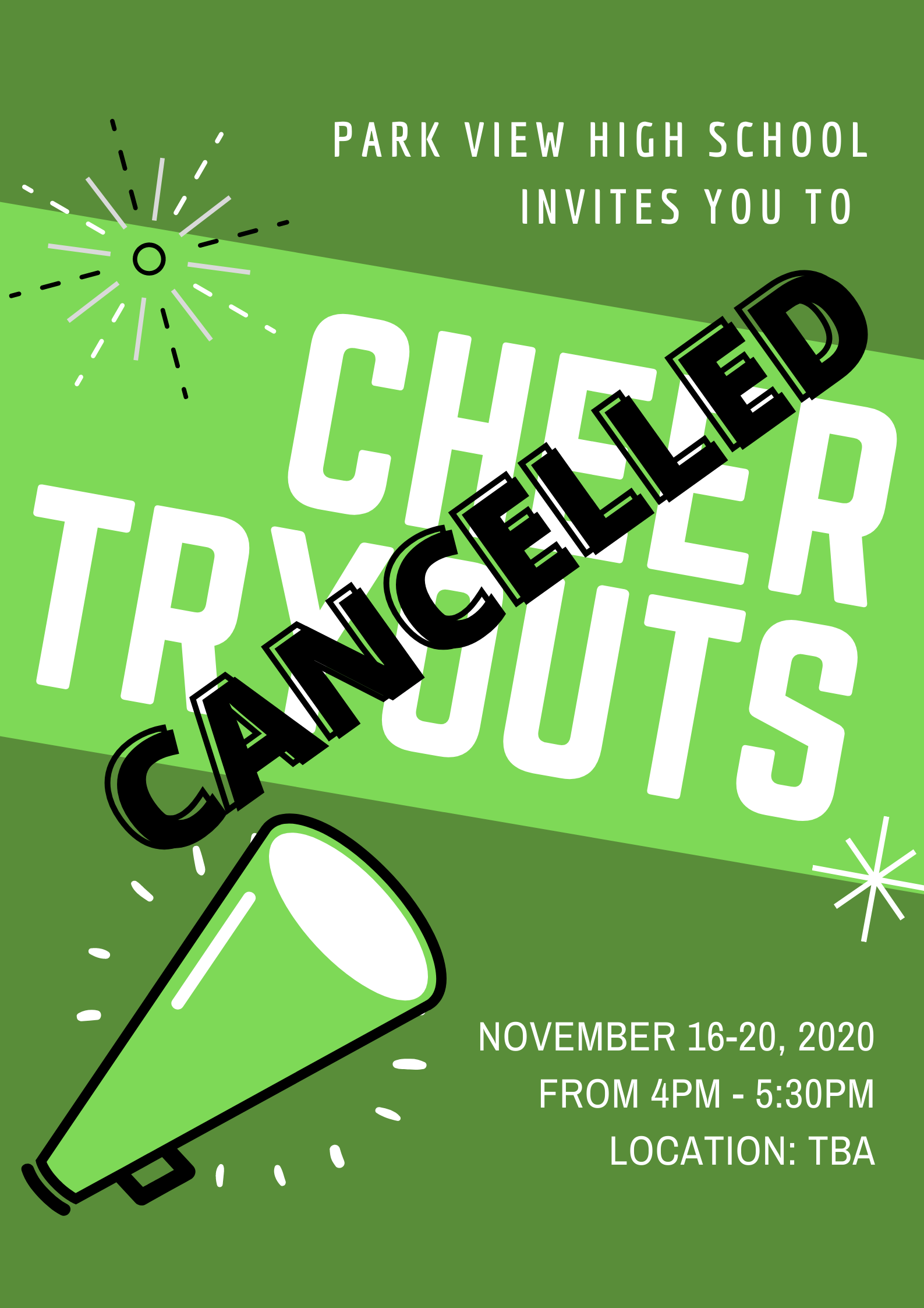 cheerleading tryouts cancelled