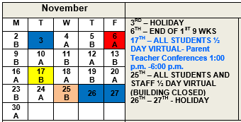 November A & B Schedule