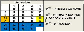 December A & B Schedule
