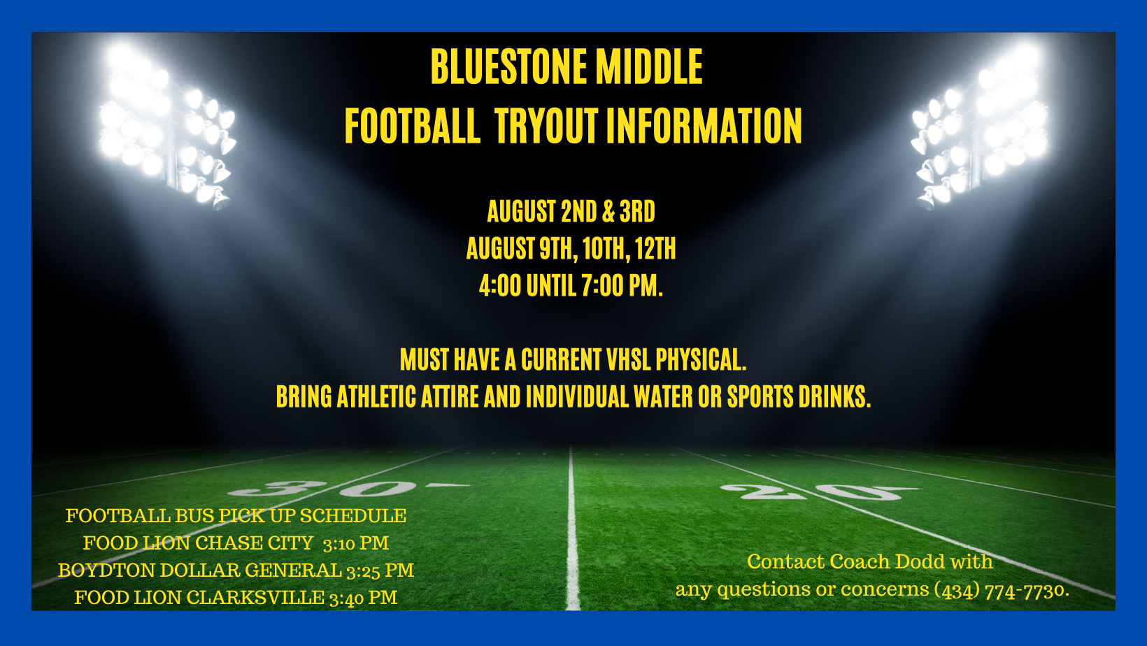 Football Tryout Information