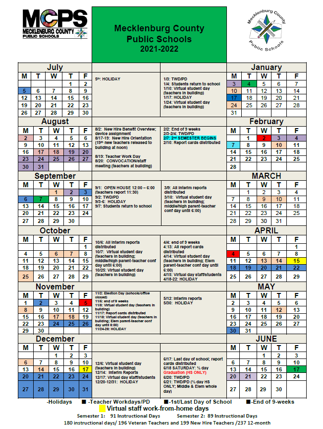 MCPS Updated Calendar