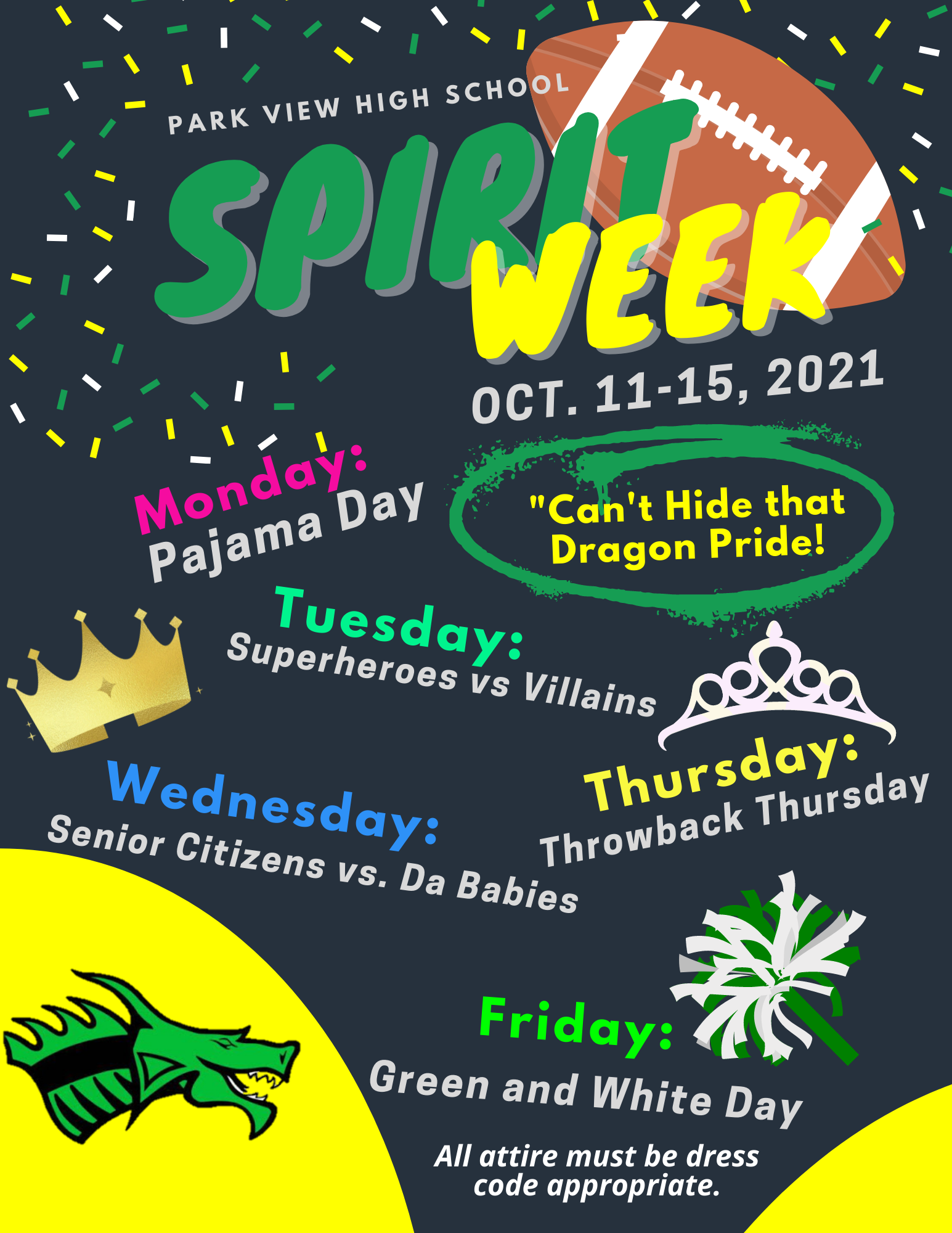 Spirit Week October 11-15, 2021